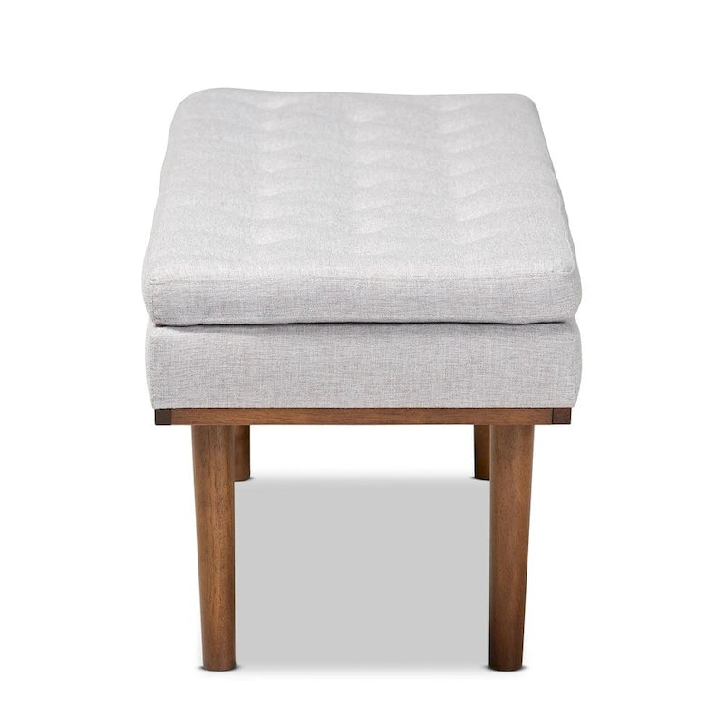 Banc capitonné Mid-Century avec pieds fuselés