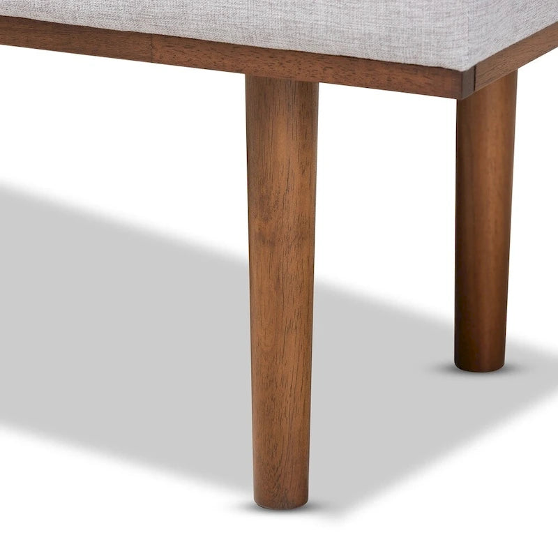 Banc capitonné Mid-Century avec pieds fuselés