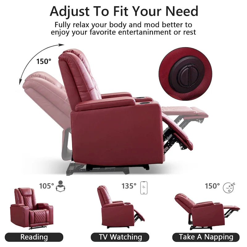 Fauteuil inclinable électrique avec ports USB et porte-gobelets