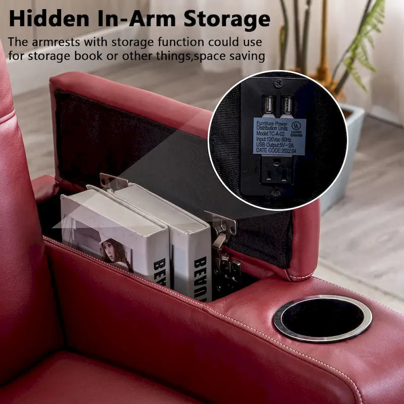 Fauteuil inclinable électrique avec ports USB et porte-gobelets