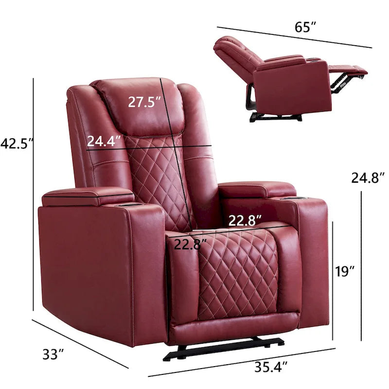 Fauteuil inclinable électrique avec ports USB et porte-gobelets