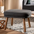 Ottoman capitonné de style Mid-Century avec pieds en bois d'hévéa
