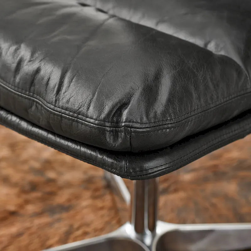 Fauteuil de bureau pivotant sans accoudoirs, style Mid-Century Modern, avec piqûres horizontales
