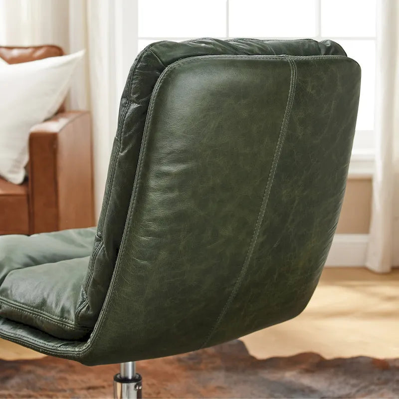 Fauteuil de bureau pivotant sans accoudoirs, style Mid-Century Modern, avec piqûres horizontales