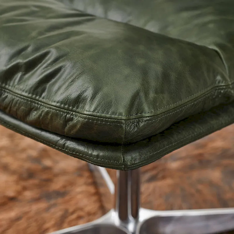 Fauteuil de bureau pivotant sans accoudoirs, style Mid-Century Modern, avec piqûres horizontales