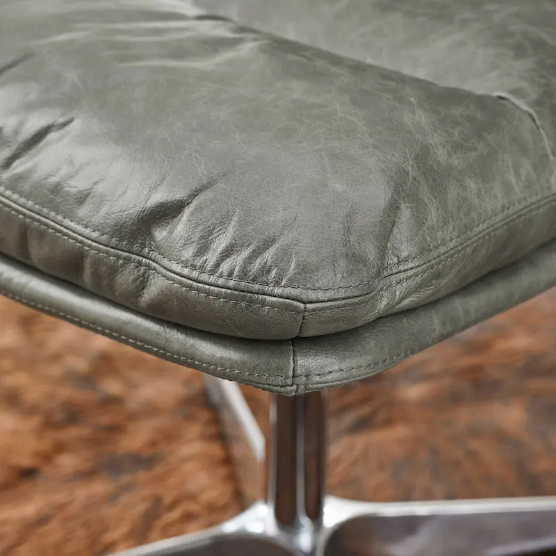 Fauteuil de bureau pivotant sans accoudoirs, style Mid-Century Modern, avec piqûres horizontales