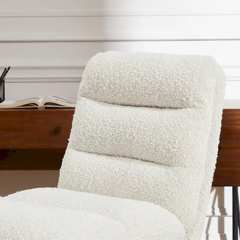 Fauteuil de bureau pivotant sans accoudoirs, style Mid-Century Modern, avec piqûres horizontales