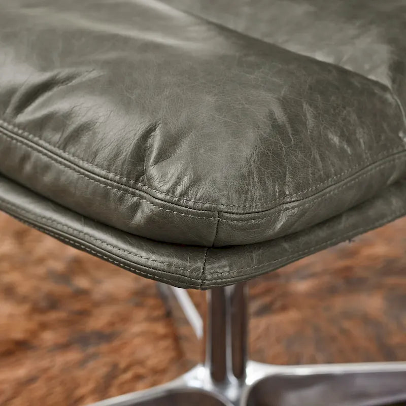 Fauteuil de bureau pivotant sans accoudoirs, style Mid-Century Modern, avec piqûres horizontales
