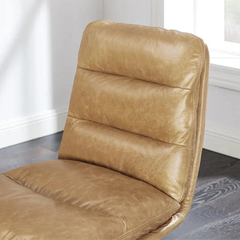 Fauteuil de bureau pivotant sans accoudoirs, style Mid-Century Modern, avec piqûres horizontales