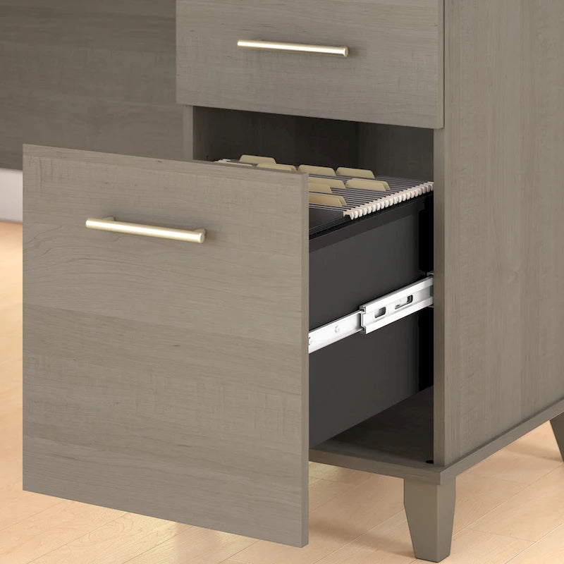 Bureau d'angle en L de 60" avec tiroirs, meuble de rangement et plateau coulissant pour clavier