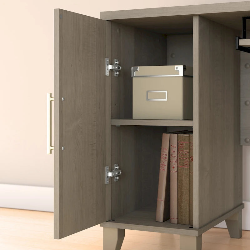 Bureau d'angle en L de 60" avec tiroirs, meuble de rangement et plateau coulissant pour clavier