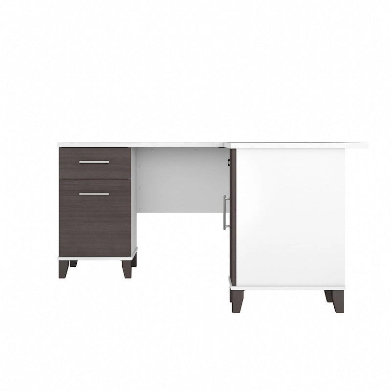 Bureau d'angle en L de 60" avec tiroirs, meuble de rangement et plateau coulissant pour clavier