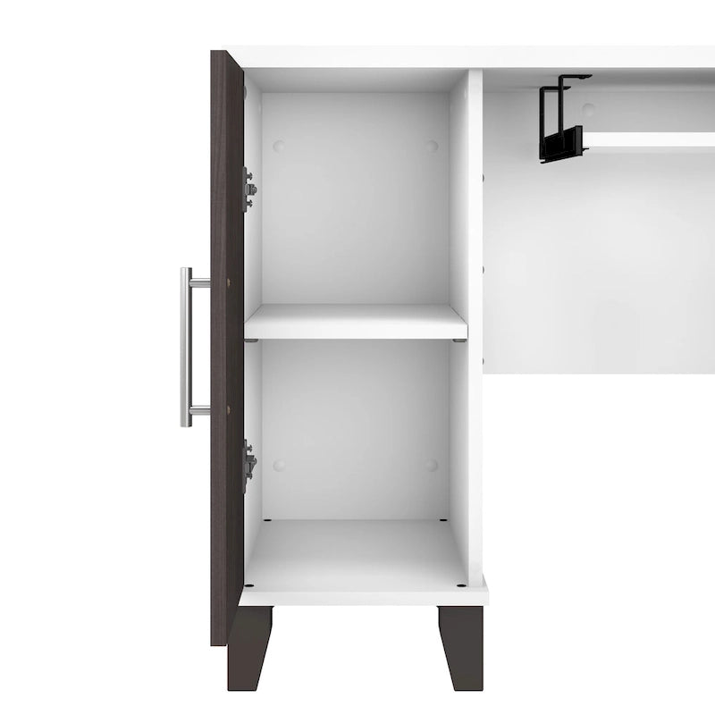 Bureau d'angle en L de 60" avec tiroirs, meuble de rangement et plateau coulissant pour clavier