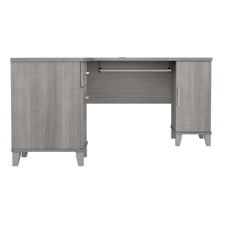 Bureau d'angle en L de 60" avec tiroirs, meuble de rangement et plateau coulissant pour clavier