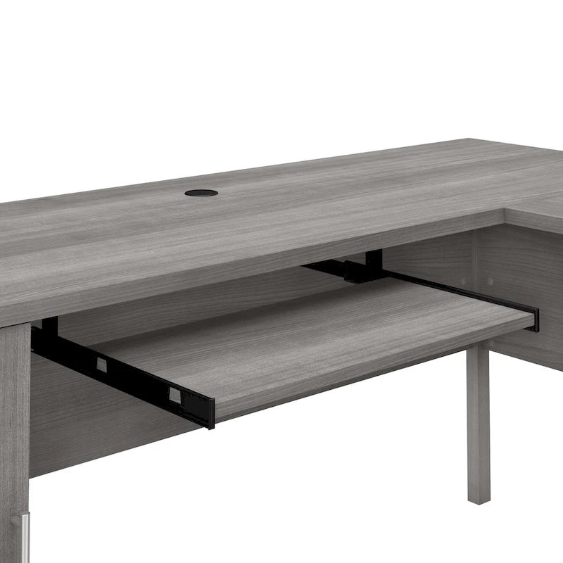 Bureau d'angle en L de 60" avec tiroirs, meuble de rangement et plateau coulissant pour clavier