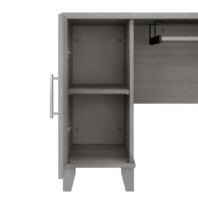 Bureau d'angle en L de 60" avec tiroirs, meuble de rangement et plateau coulissant pour clavier