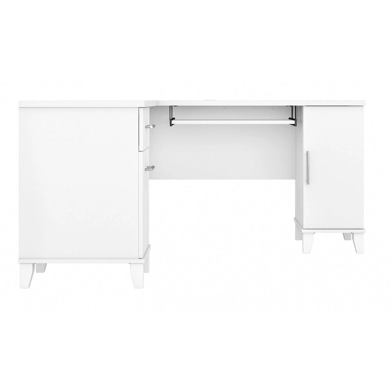 Bureau d'angle en L de 60" avec tiroirs, meuble de rangement et plateau coulissant pour clavier