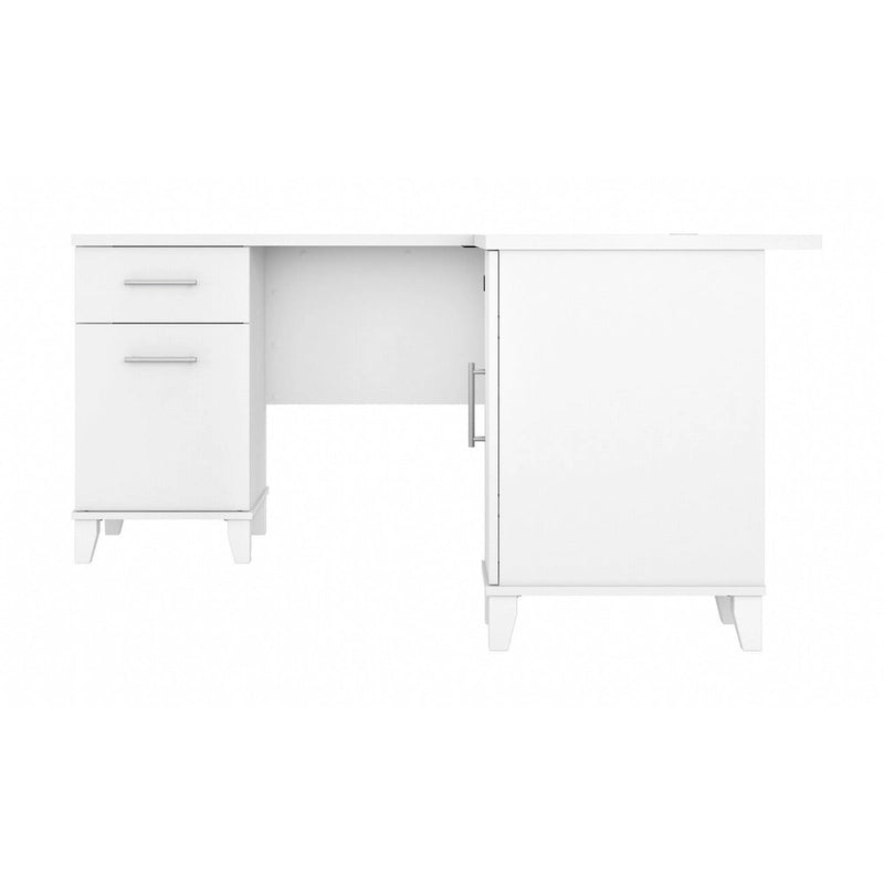 Bureau d'angle en L de 60" avec tiroirs, meuble de rangement et plateau coulissant pour clavier