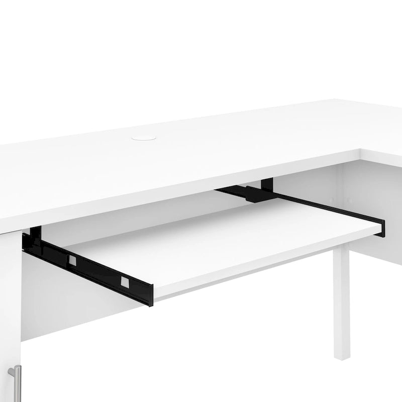 Bureau d'angle en L de 60" avec tiroirs, meuble de rangement et plateau coulissant pour clavier