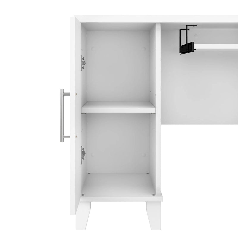 Bureau d'angle en L de 60" avec tiroirs, meuble de rangement et plateau coulissant pour clavier