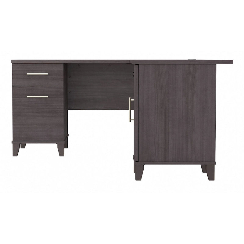 Bureau d'angle en L de 60" avec tiroirs, meuble de rangement et plateau coulissant pour clavier