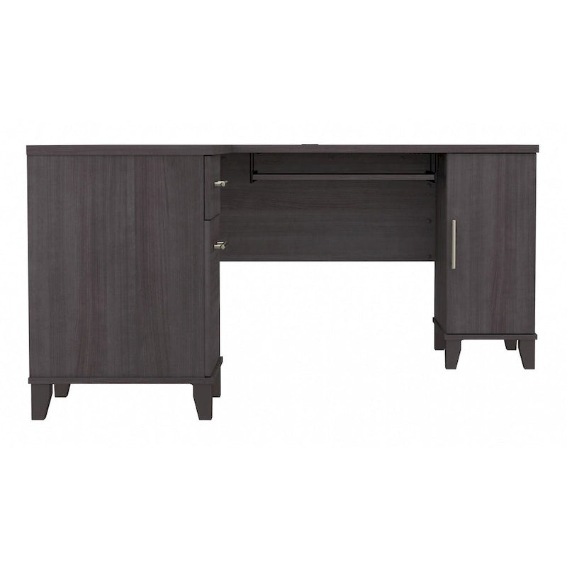 Bureau d'angle en L de 60" avec tiroirs, meuble de rangement et plateau coulissant pour clavier