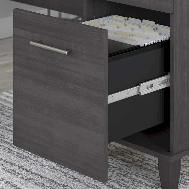 Bureau d'angle en L de 60" avec tiroirs, meuble de rangement et plateau coulissant pour clavier