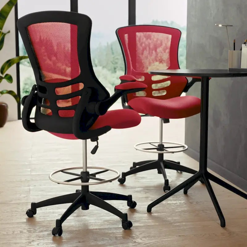Fauteuil de bureau ergonomique mi-dos en maille avec accoudoirs relevables et repose-pieds réglable