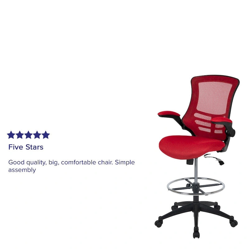 Fauteuil de bureau ergonomique mi-dos en maille avec accoudoirs relevables et repose-pieds réglable