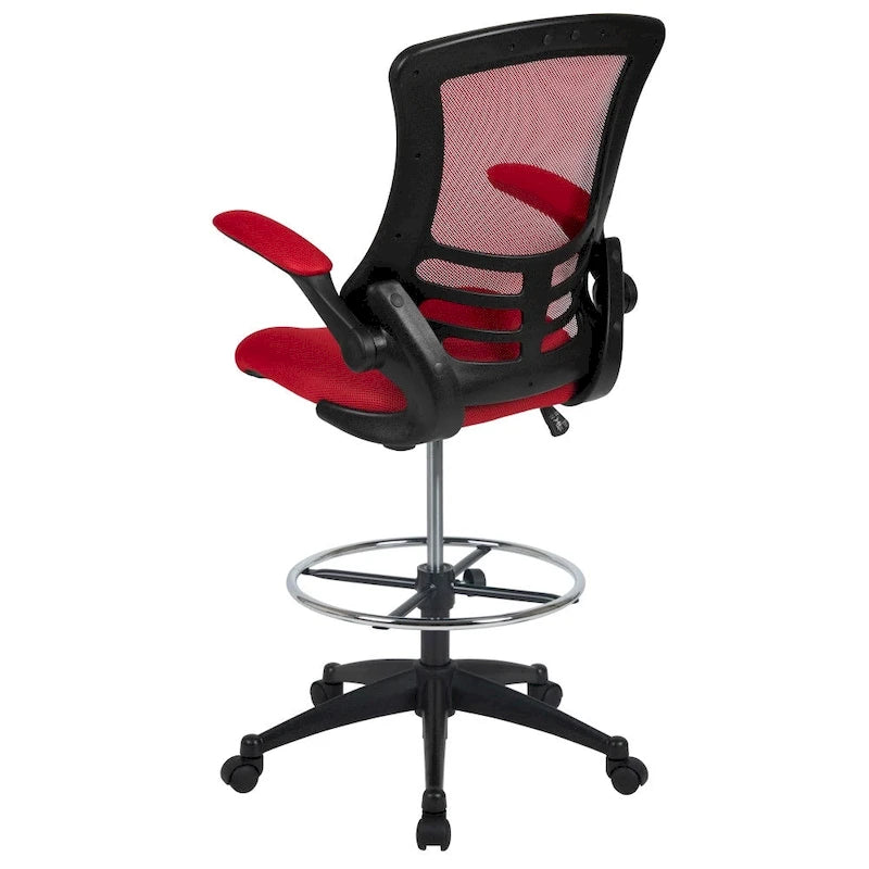 Fauteuil de bureau ergonomique mi-dos en maille avec accoudoirs relevables et repose-pieds réglable
