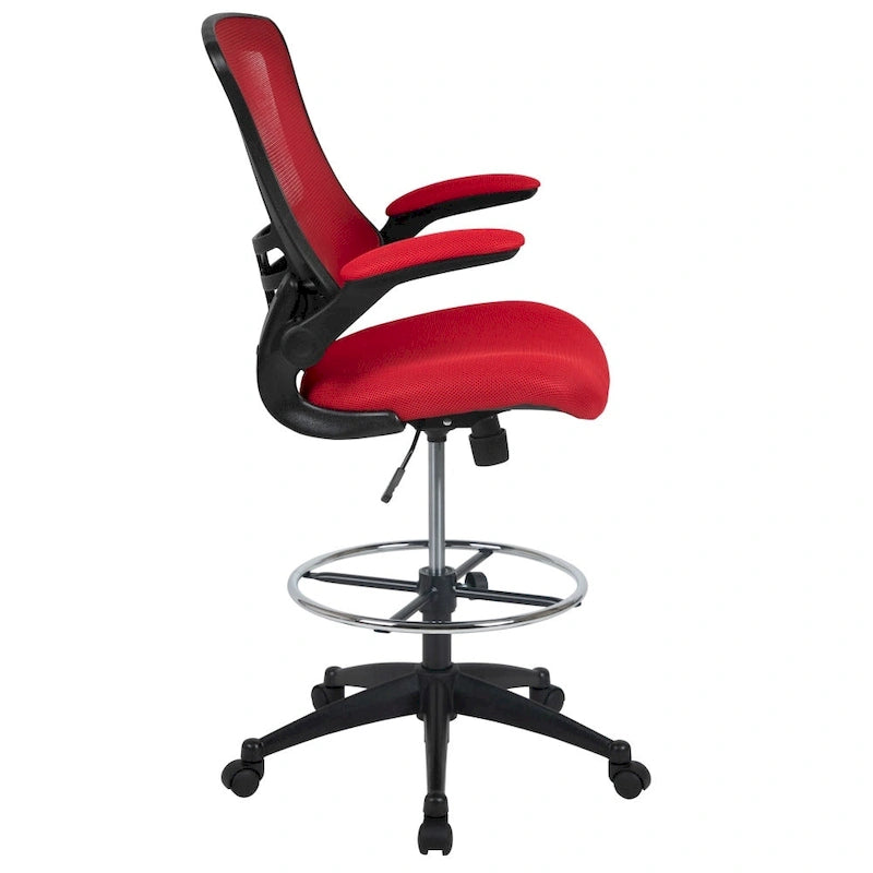 Fauteuil de bureau ergonomique mi-dos en maille avec accoudoirs relevables et repose-pieds réglable