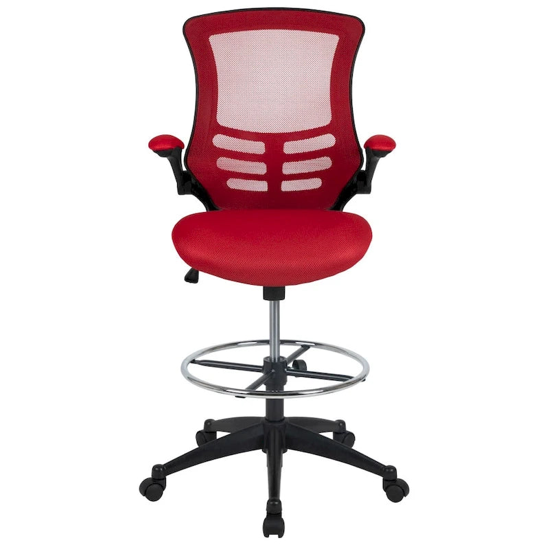 Fauteuil de bureau ergonomique mi-dos en maille avec accoudoirs relevables et repose-pieds réglable