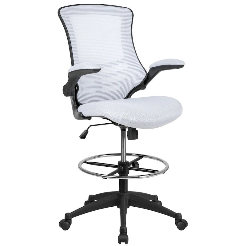 Fauteuil de bureau ergonomique mi-dos en maille avec accoudoirs relevables et repose-pieds réglable