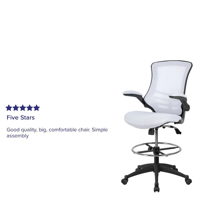 Fauteuil de bureau ergonomique mi-dos en maille avec accoudoirs relevables et repose-pieds réglable