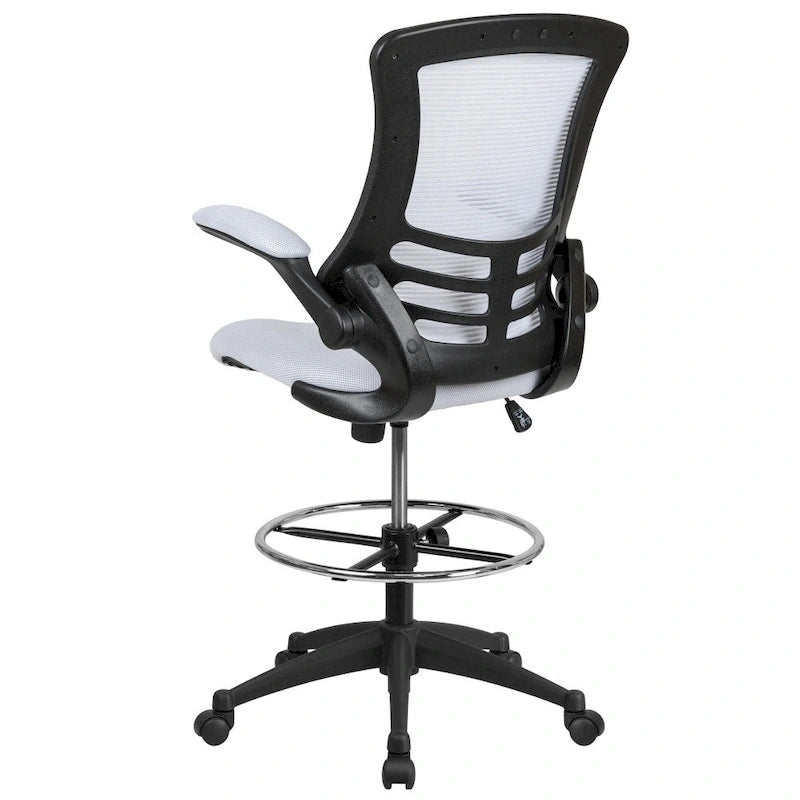Fauteuil de bureau ergonomique mi-dos en maille avec accoudoirs relevables et repose-pieds réglable