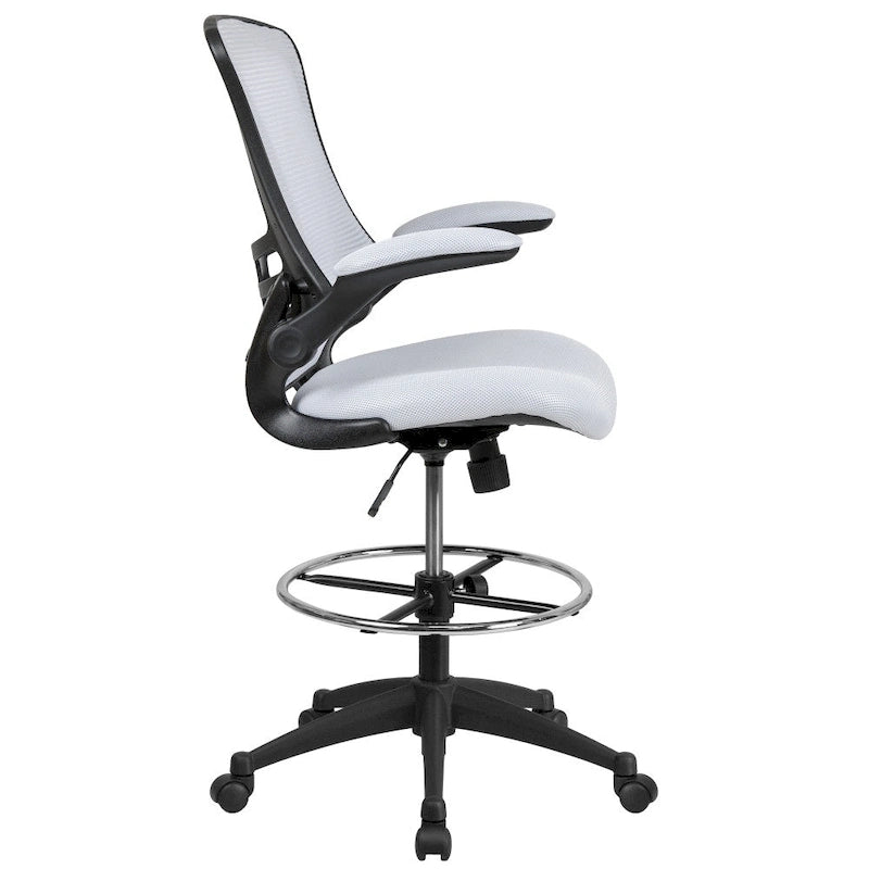 Fauteuil de bureau ergonomique mi-dos en maille avec accoudoirs relevables et repose-pieds réglable