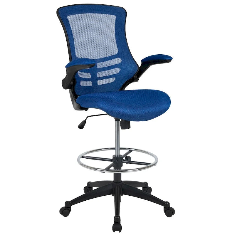 Fauteuil de bureau ergonomique mi-dos en maille avec accoudoirs relevables et repose-pieds réglable