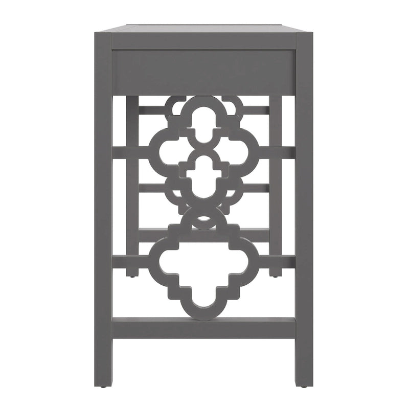 Bureau de 112 cm avec 2 tiroirs et motif quadrilobe sur les côtés