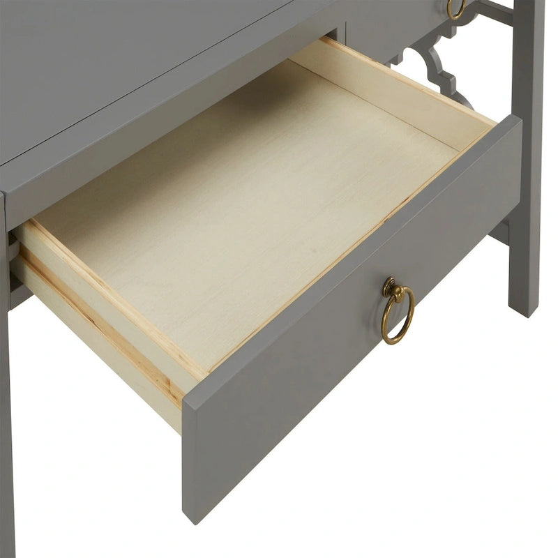 Bureau de 112 cm avec 2 tiroirs et motif quadrilobe sur les côtés
