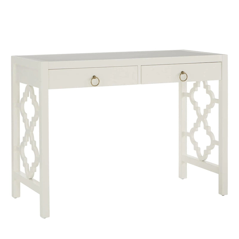 Bureau de 112 cm avec 2 tiroirs et motif quadrilobe sur les côtés