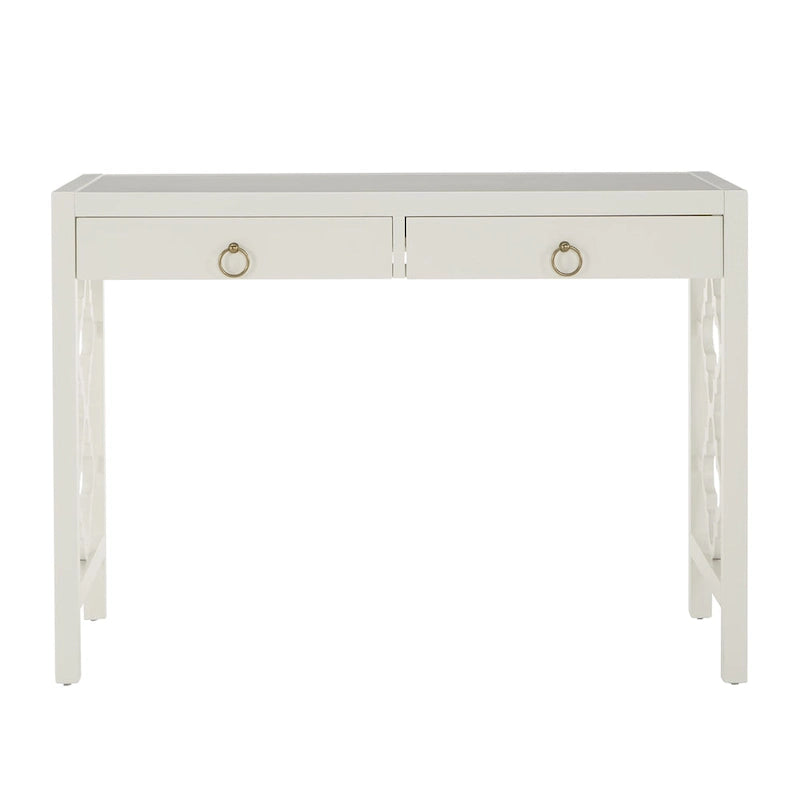 Bureau de 112 cm avec 2 tiroirs et motif quadrilobe sur les côtés