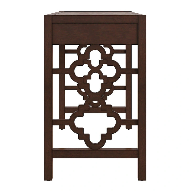 Bureau de 112 cm avec 2 tiroirs et motif quadrilobe sur les côtés