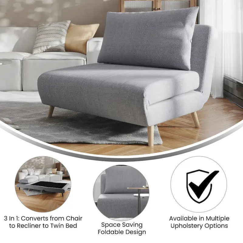 Fauteuil convertible 3-en-1 | Chaise, fauteuil inclinable et lit simple