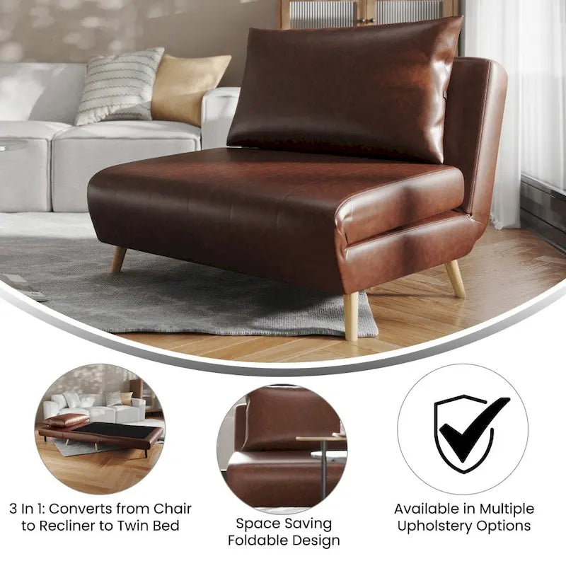 Fauteuil convertible 3-en-1 | Chaise, fauteuil inclinable et lit simple