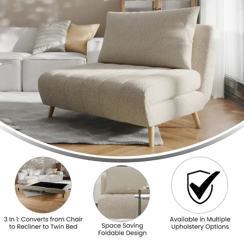 Fauteuil convertible 3-en-1 | Chaise, fauteuil inclinable et lit simple