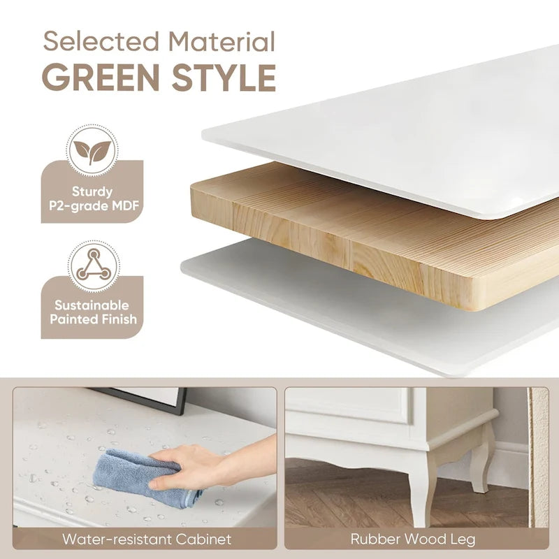 Commode à 7 tiroirs avec pieds en bois massif | Shabby Chic moderne