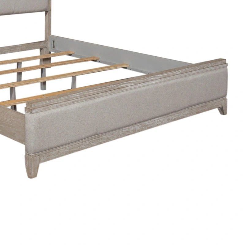 Lit traîneau capitonné California King | Taupe délavé et Champagne argenté
