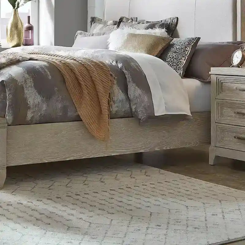 Lit traîneau capitonné California King | Taupe délavé et Champagne argenté