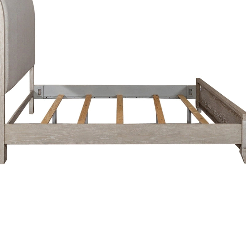 Lit traîneau capitonné California King | Taupe délavé et Champagne argenté