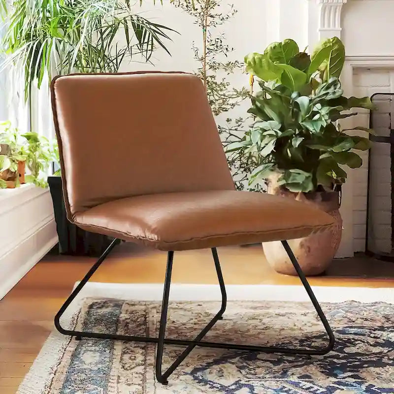 Fauteuil d'appoint Mid-Century en similicuir avec dossier réglable | 8 coloris